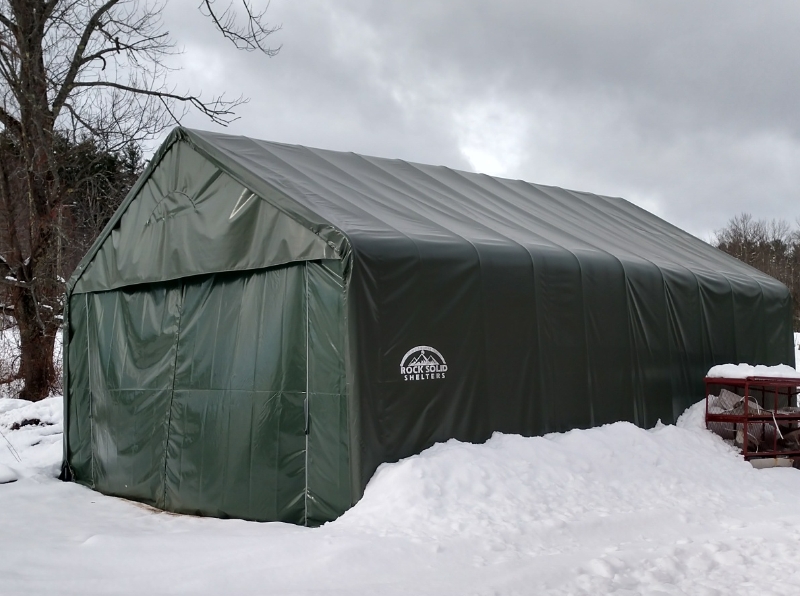 our super heavy duty shelter protecting its contents from harsh New England winters
